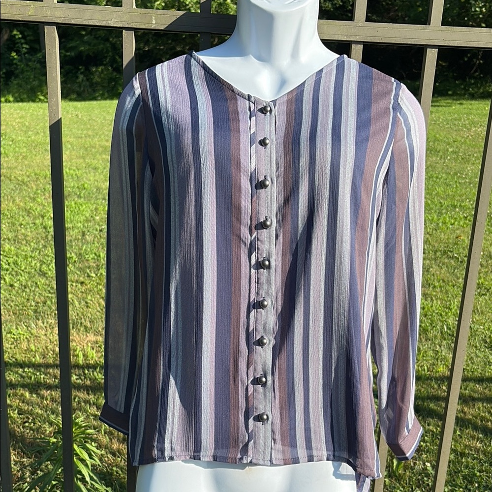 NWT Christopher & Banks Striped Multi-color Shirt Size Petite Medium